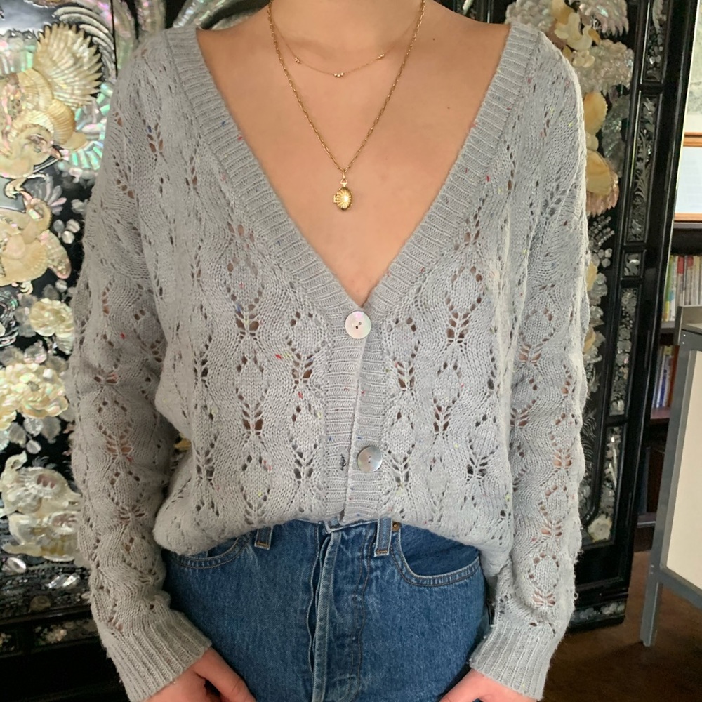 Bluish grey confetti cardigan
